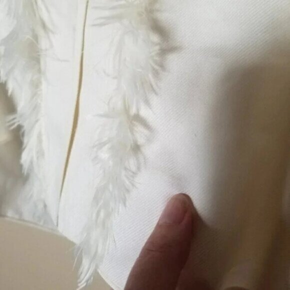 Helmut Lang Silk Feather Trim Tunic Blouse S - Picture 3 of 15